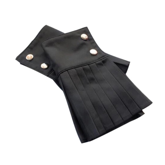 Pleated Sleeve Cuff Blue Black White - Picture 5 of 6